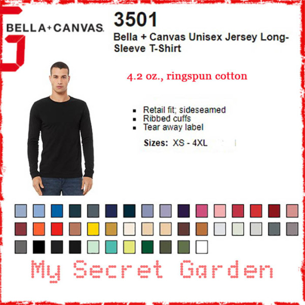 Bella + Canvas 3501 4.2 oz. Adult Men / Unisex Jersey Long Sleeve T Shirt (Special Order)